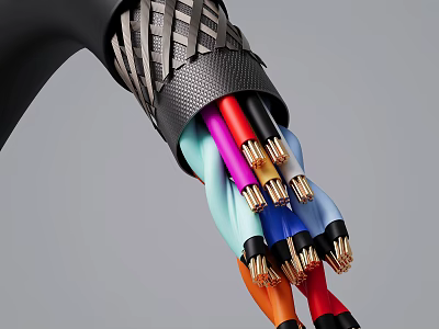 High Quality Colorful Braided Cables with Assorted Colors Durable Sheath Flexible Design for Devices 3d model