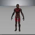 Red And Silver Armored Character 3D Model With Detailed Armor And Shiny Surface