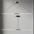 Geometric Modern Pendant Light With Black Metal Frame And Linear LED Illumination