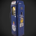 Vintage Blue Gas Pumps With Stickers Cartoon Designs And Text Labels