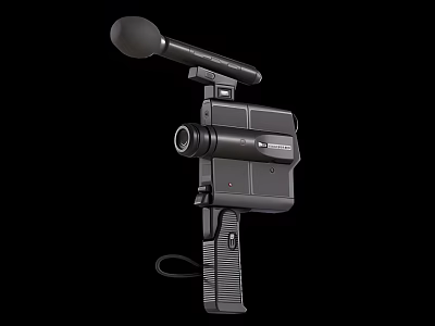Professional Black Handheld Commercial Recording Device With Microphone And Lens 3d model