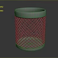 Modern Metal Mesh Trash Can With Black Rim Base For Home Office Use