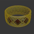 Unique Silver Gray Ring Featuring Diamond Pattern Design Inlaid Dark Gemstones 3d model