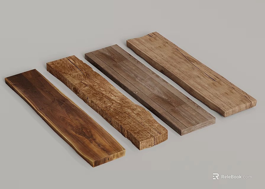 Natural Wooden Planks With Various Colors And Textures Arranged On Gray Background 3d model 