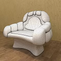 Stylish Single Sofa With Green White Striped Cushion White Armrests And Dark Brown Legs