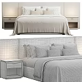 Minimalist Double Bed Design With Soft Bedding Plush Pillows And Wooden Nightstand