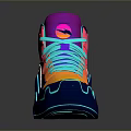Vibrant High Top Sports Shoes With Multicolor Design And Glowing Blue Sole Trim