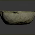 Ancient Clay Bowl With Worn Surface Chips And Earthy Yellow Rough Texture 3d model