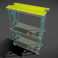 Modern Display Shelf With Teal Frame Yellow Top And Gray Multi Tier Shelves