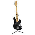 Black Electric Bass Guitar on Tripod Stand for Musical Instrument
