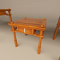 Natural Wood Grain Dining Tables With Simple Design And Multiple Sizes 3d model