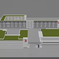 Modern School Building Design Featuring Green Roofs Connected Structures And Large Windows