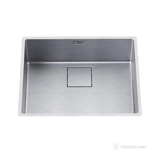 Durable Stainless Steel Single Bowl Kitchen Sink with Brushed Finish and Square Design 3d model 