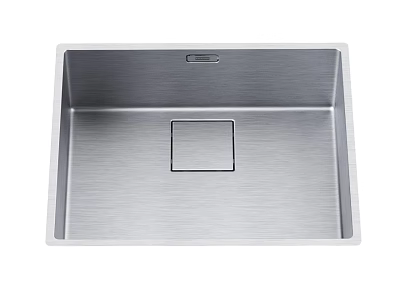 Durable Stainless Steel Single Bowl Kitchen Sink with Brushed Finish and Square Design 3d model
