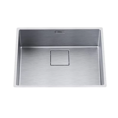 Durable Stainless Steel Single Bowl Kitchen Sink with Brushed Finish and Square Design 3d model