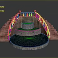 Stone Steps And Balustrade With Circular Multi Level Blue Platform Design