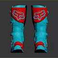 Blue And Red Protective Motorcycle Boots With Fox Logo And FLY Brand Design