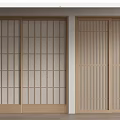 Modern Interior Wooden Sliding Doors With Grid And Vertical Slats Design