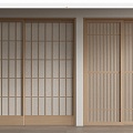 Japanese-style sliding door grille sliding door sliding door seal door 3d model