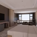 Modern Hotel Guest Room With King Bed Flat Screen TV And Sofa Seating