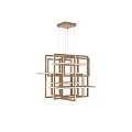 Wooden Geometric Chandelier With Modern Framework And Square Rectangular Frames For Contemporary Home Interior Decoration