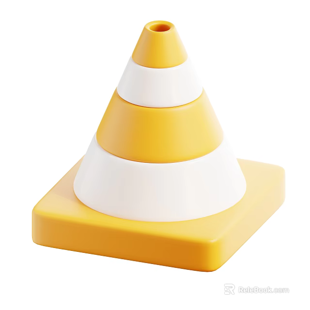 Yellow And White Cone Shaped Decorative Ornament Set With Square Base For Home Interior Decoration 3d model 