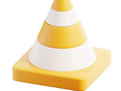 Yellow And White Cone Shaped Decorative Ornament Set With Square Base For Home Interior Decoration 3d model