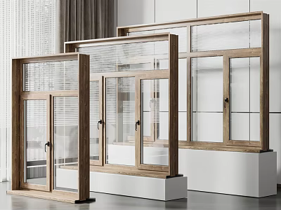 Modern Casement Windows With Wooden Frames And Clear Glass Panels On 3d model