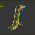 Yellow and Gray Architectural Escalator with Black Steps and Metal Frame Structure 3d model