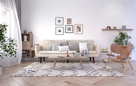 Nordic Sofa Coffee Table Combination Sofa 3d model