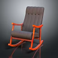 Modern Rocking Chair With Wooden Frame And Gray Stitched Cushion