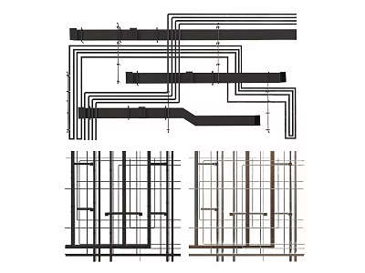 Pipes Design Layout Technical Drawings With Structural Lines And Engineering Details 3d model
