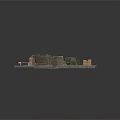 Modern Urban Ruined Battlefield Model With Damaged Walls Military Truck And Broken Ground