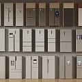 Various Modern Refrigerator Models With Different Designs And Colors On 3d model