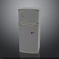 White Double Door Refrigerator With Colorful Decorative Stickers For Home Use