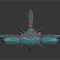 Futuristic Teal And Pink Spaceship Model With Cosmic Exploration Design Features