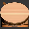 Traditional Wooden Bucket with Open Lid and Wooden Spoon Containing Salt