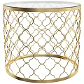 Modern Circular Side Table With Gold And Silver Metal Mesh Design 3d model