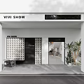 VIVI SHOW Clothing Store Modern White Building Exterior With Entrance Plants And Display Design