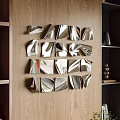 Modern Silver Metallic Abstract Irregular Geometric Wall Decor On Wooden Wall