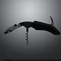Stainless Steel Wine Opener With Black Handle And Corkscrew Tool 3d model