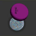 Transparent Glitter Jar With Blue Colorful Glitter Pink Polyhedral Lid And Brand Logo On Base