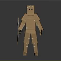 Cardboard Warrior Character Design for Game Movie with Armor and Shield