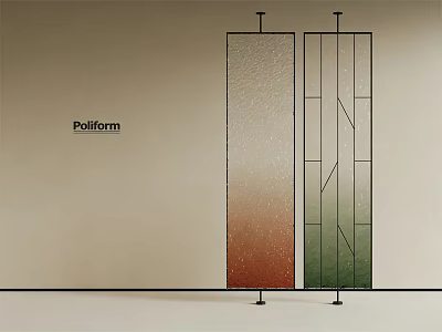 Poliform Glass Room Dividers With Gradient Orange And Green Geometric Patterns 3d model