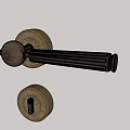 Vintage Brass Door Handle With Classic Design And Round Lock Knob