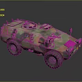 Detailed 3D Model Of Military Tank With Camouflage Paint And Four Wheels