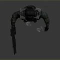 Game and Movie Tactical Soldier Character in Military Gear With Helmet and Rifle Standing Pose