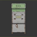 Vintage Mailbox With Green Top MAIL Lettering Worn Metal Body And Base