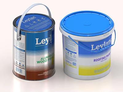 Leyland Industrial Paint Containers With All Weather Wood And Roofing Paint 3d model