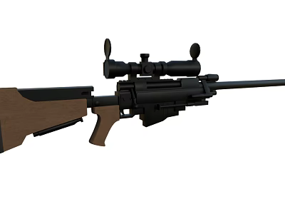 Sniper Rifle With Wooden Stock Black Scope And Long Barrel Design 3d model